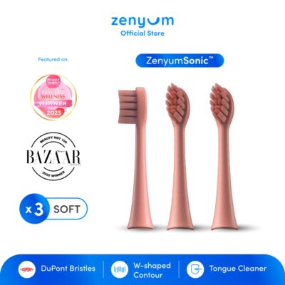 Zenyum Sonic Electric Toothbrush Pink Refill Brush Heads – Pack of 3