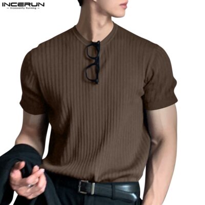 Men Summer Smart Casual Solid Color Short Sleeve