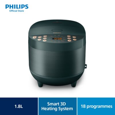 PHILIPS Digital Rice Cooker 3000 Series 1.8L HD4518/62, 18 programmes, Smart 3D heating system, 6-layer Alloy inner pot