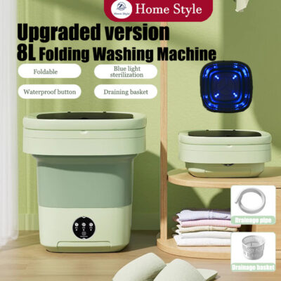 8L Foldable Washing Machine Portable Electronic Mini Washing Machine with drain basket